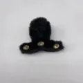 Pinza para el pelo peluda negra con pedrería, pinza tiburón de felpa de invierno para mujer. - Pinza de Felpa con Strass (D-219) / L / Negro