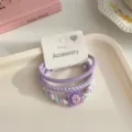 Elegante juego de 3 cintas para el pelo moradas, coleteros elásticos trenzados para peinados diarios. - 3 Unidades/Paquete / Púrpura