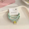 Set de 3 coleteros para el pelo trenzados verdes con limón, gomas de pelo elásticas de mujer. - 3 Unidades/Paquete / Verde