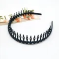 Black plastic wavy headband with teeth non-slip hair hoop for women everyday hair styling. - F-016 Wave Style / 1 Piece / Navy Blue