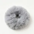 Grey faux fur hair scrunchie fluffy winter pony tail holder soft hair accessory - Gray