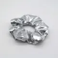 Silver metallic scrunchie shiny hair tie fashion hair accessories for women girls daily wear - Silver