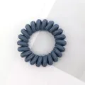 Dark blue braided phone cord hair tie detail, elastic spiral hair band accessory for daily wear. - Cyan Blue