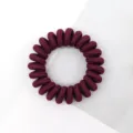 Matte burgundy telephone cord hair tie, elastic spiral hair coil, simple daily hair accessory. - Burgundy