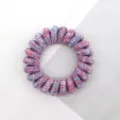 Korean style pink and blue braided telephone cord hair tie, elastic hair coil scrunchie. - Multicolor Rose Red