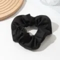 Black satin scrunchie minimalist hair tie elegant ponytail holder fashion hair accessories - Black (Ruffle Trim Scrunchie)