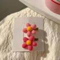 Cute pink flower hair clips, sweet duckbill hairpins for women and girls, daily hair accessories. - 3# Floral 1 Card