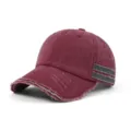 Berretto da baseball vintage slavato e strappato con tesa sfilacciata e strisce. - Adulto 56-60cm / Borgogna