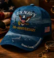 Cappellino da baseball ricamato per il 250° anniversario della US Navy cappello uomo - Adulto 56-60cm Regolabile / Aqua