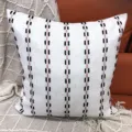 Housse de coussin rayee decorative et minimaliste pour canape de salon et chambre moderne - 44 x 44 cm simple face (sans rembourrage) / Noir & Rose