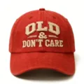 Cappello da baseball in cotone lavato rosso con ricamo retrò, ideale per protezione solare all'aperto. - Adulto 56-60cm Regolabile / Rosso