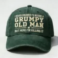 Berretto da baseball in cotone lavato vintage con un ricamo slogan divertente. - Adulto 56-60cm Regolabile / Verde