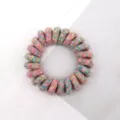 Colorful woven telephone wire hair tie detail, showing the textured fabric wrap and high elasticity. - Mixed Multicolor