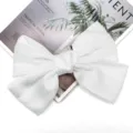 Molla per Capelli con Fiocco in Raso Bianco Elegante Grande Fermaglio Accessorio Donna - Mollette a molla / Bianco (D-024)