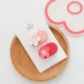 Sweet cherry flower hair clip pink side hairpin cute summer hair accessories for girls 1pc - Small Flower Pink + Rose Red