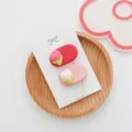 Sweet floral side hair clips set for women, cute pink and red hairpins for daily wear. - Tulip Pink + Rose Red
