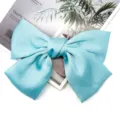 Fermaglio per capelli con fiocco in raso da donna, elegante molletta grande, accessori - Mollette a molla / Ciano (D-024)