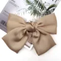 Fermaglio per capelli con fiocco in raso chic per donne, elegante molletta champagne. - Mollette a molla / Champagne (D-024)