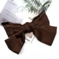 Fermaglio per capelli con fiocco in satin per donne, grande molletta marrone scuro elegante. - Mollette a molla / Caffè (D-024)