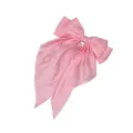 Pince à cheveux nœud papillon en satin rose pour femme, barrette élégant long ruban, accessoire rétro. - Rose