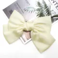 Barrette nœud de cheveux en satin élégante rétro minimaliste pince accessoire pour femmes - Style Pince à Ressort (D-024) / Blanc Cassé