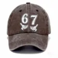 Cappello da baseball lavato vintage con stampa 67, elegante cappello da sole retrò. - Adulto 56-60cm Regolabile / Caffè