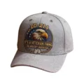 Berretto da baseball grigio con toppa aquila veterano ricamata, cappello sole. - L (58-60cm) / Grigio chiaro