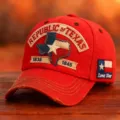 Cappellino da baseball rosso ricamato con tema Texas, visiera vintage e protezione solare. - Adulto 56-60cm Regolabile / Rosso