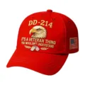 Cappello da baseball rosso veterano con ricamo aquila e testo DD214 per protezione solare outdoor. - Adulto 56-60cm Regolabile / Rosso