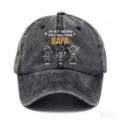 Distressed washed cotton baseball cap with custom family printed graphic design for men and women - 5