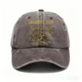 Vintage washed cotton baseball cap with custom grandpa team fist graphic print detail view - Style 3