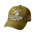 Cappellino da baseball ricamato veterano militare con design aquila stile verde oliva - Adulto 56-60cm Regolabile / Verde militare