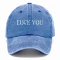 Cappellino da baseball in denim slavato con ricamo di lettere, elegante cappello da sole. - Adulto 56-60cm Regolabile / Azzurro