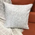 Coussin de canapé en chenille style français, blanc à rayures marron, très moelleux. - 44 x 44 cm simple face (sans rembourrage) / Blanc