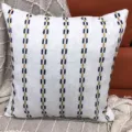 Housse de coussin minimaliste effet lin à motif matelassé rayé vertical pour décoration intérieure - 44 x 44 cm simple face (sans rembourrage) / Bleu et Jaune