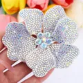 Rhinestone flower patch detail shot, sparkling crystal applique for shoes and clothing. - AB Color
