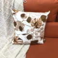 Housse de coussin en chenille, motif de feuilles botaniques marron et blanc, carré décoratif. - 44*44cm / Orange
