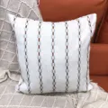 Housse de coussin rayée minimaliste pour salon chambre décoration intérieure et ameublement. - 44 x 44 cm simple face (sans rembourrage) / Bleu clair + marron