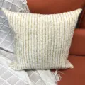 Housse de coussin chenille blanc et or rayé coussin decoratif pour canape lit, variante - 44 x 44 cm simple face (sans rembourrage) / Jaune