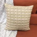 Coussin de canapé tissé géométrique doré et beige, oreiller élégant pour salon ou bureau. - Style 2 / 44 x 44 cm simple face (sans rembourrage)