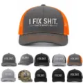 High quality color block mesh baseball cap with stylish embroidery slogan for outdoor sports. - Adult 55-60CM / Grey - Orange Mesh