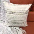 Housse de coussin décorative à rayures pour canapé, coussin tissé doux pour salon lit. - 44 x 44 cm simple face (sans rembourrage) / Blanc