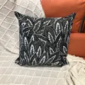 Housse de coussin imprimé feuillage noir et blanc coussin décoratif minimaliste pour canapé - 44x44 cm double face (insert non inclus) / Noir