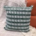 Housse de coussin tissée en chenille avec motif à rayures bleu blanc pour décoration - 44 x 44 cm simple face (sans rembourrage) / Grands pois bleu sarcelle