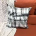 Chenille plaid throw pillow cover, soft checkered decorative cushion for sofa and bed. - 44x44cm Single-sided (No Insert) / Blue