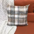 Chenille plaid throw pillow cover, decorative square cushion case for sofa, bed, and living room. - 44x44cm Single-sided (No Insert) / Yellow