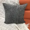 Coussin en chenille française coussin en peluche rayé gris foncé salon canapé décor - 44 x 44 cm simple face (sans rembourrage) / Gris