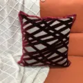 Housse de coussin en velours coupe rouge avec passepoil, coussin deco luxe canape. - 44 x 44 cm simple face (sans rembourrage) / Rouge de Noël