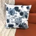 Housse de coussin en chenille motif de feuilles botaniques bleues coussin décoratif canapé - 44*44cm / Bleu