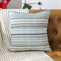 Housse de coussin rayée bleue, coussin géométrique texturé pour canapé de salon et chambre. - 44 x 44 cm simple face (sans rembourrage) / Bleu